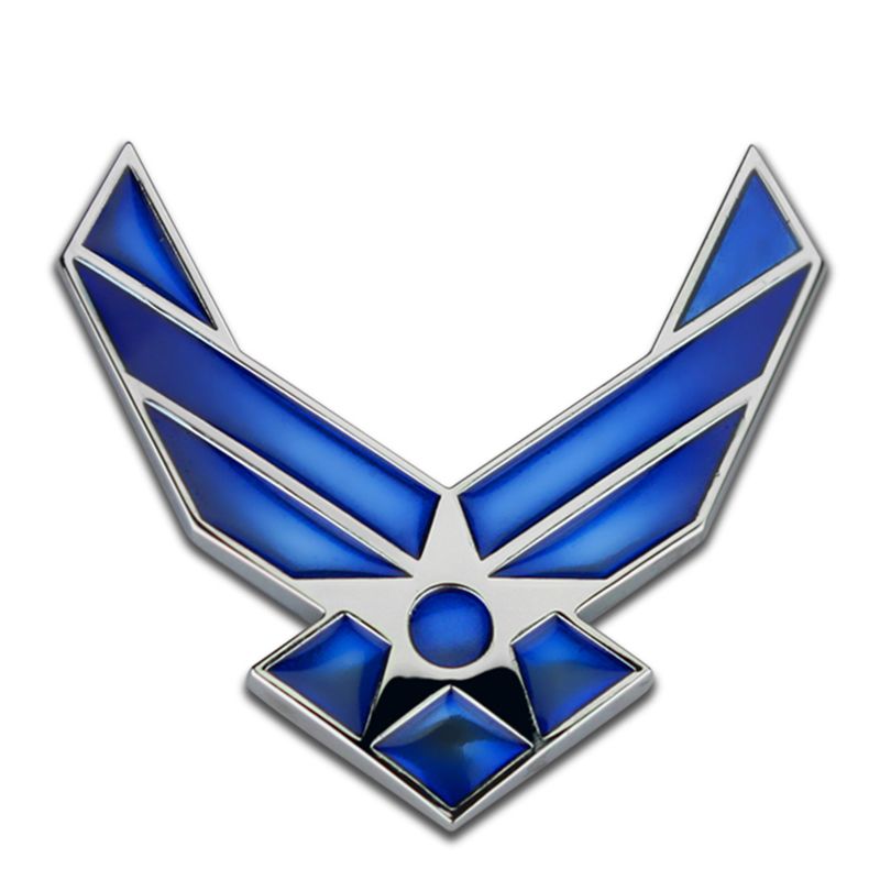 Air Force Chrome and Blue Metal Emblem Badge Novelty Car Decoration