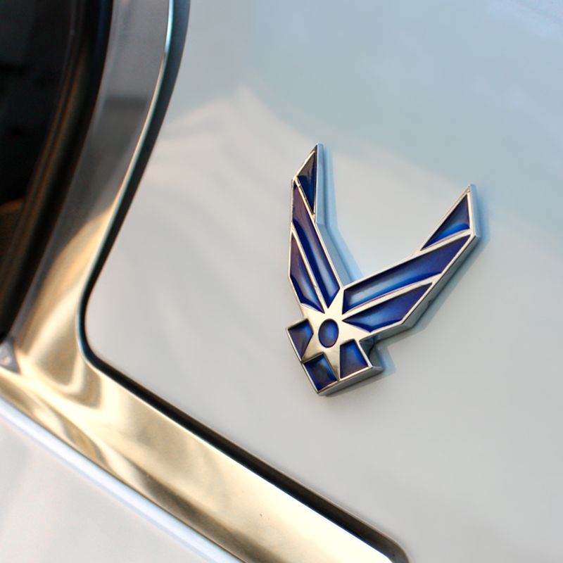 Air Force Chrome and Blue Metal Emblem Badge Novelty Car Decoration