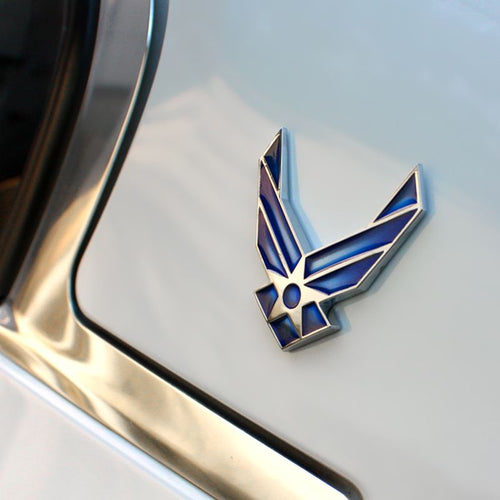 Air Force Chrome and Blue Metal Emblem Badge Novelty Car Decoration