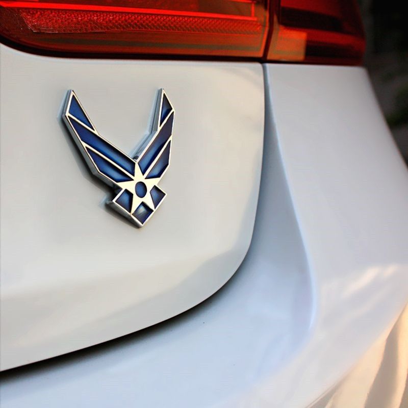 Air Force Chrome and Blue Metal Emblem Badge Novelty Car Decoration