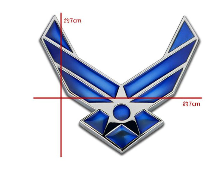 Air Force Chrome and Blue Metal Emblem Badge Novelty Car Decoration