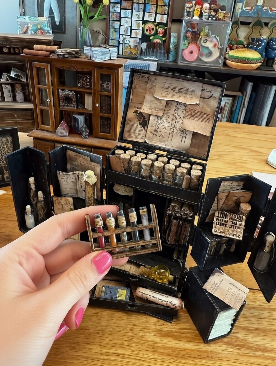 Harry Potter's Potions Cabinet Ultra-Detailed Miniature Closable Travel Apothecary Cabinet DIY Kit