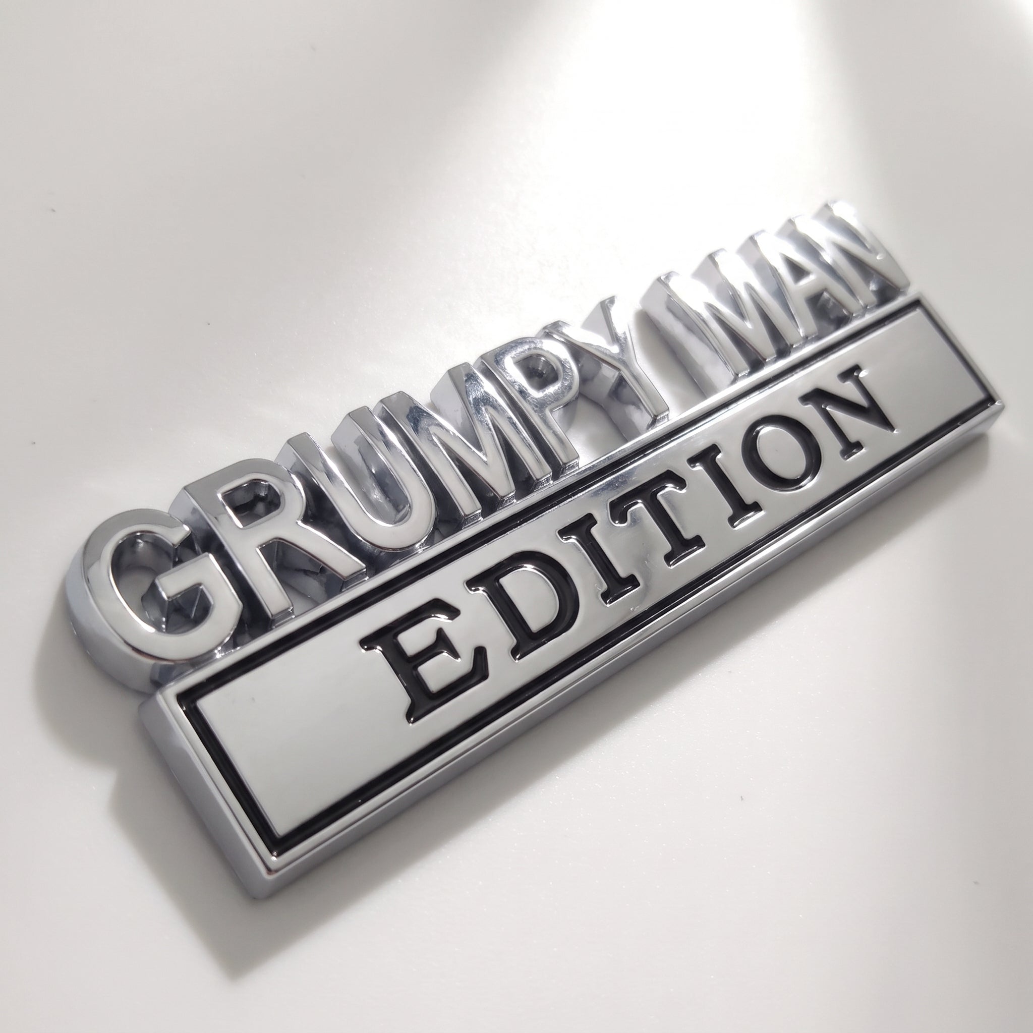 Grumpy Man Edition Chrome Emblem - Novelty Car Truck Boat Golf Cart Badge (Copy)