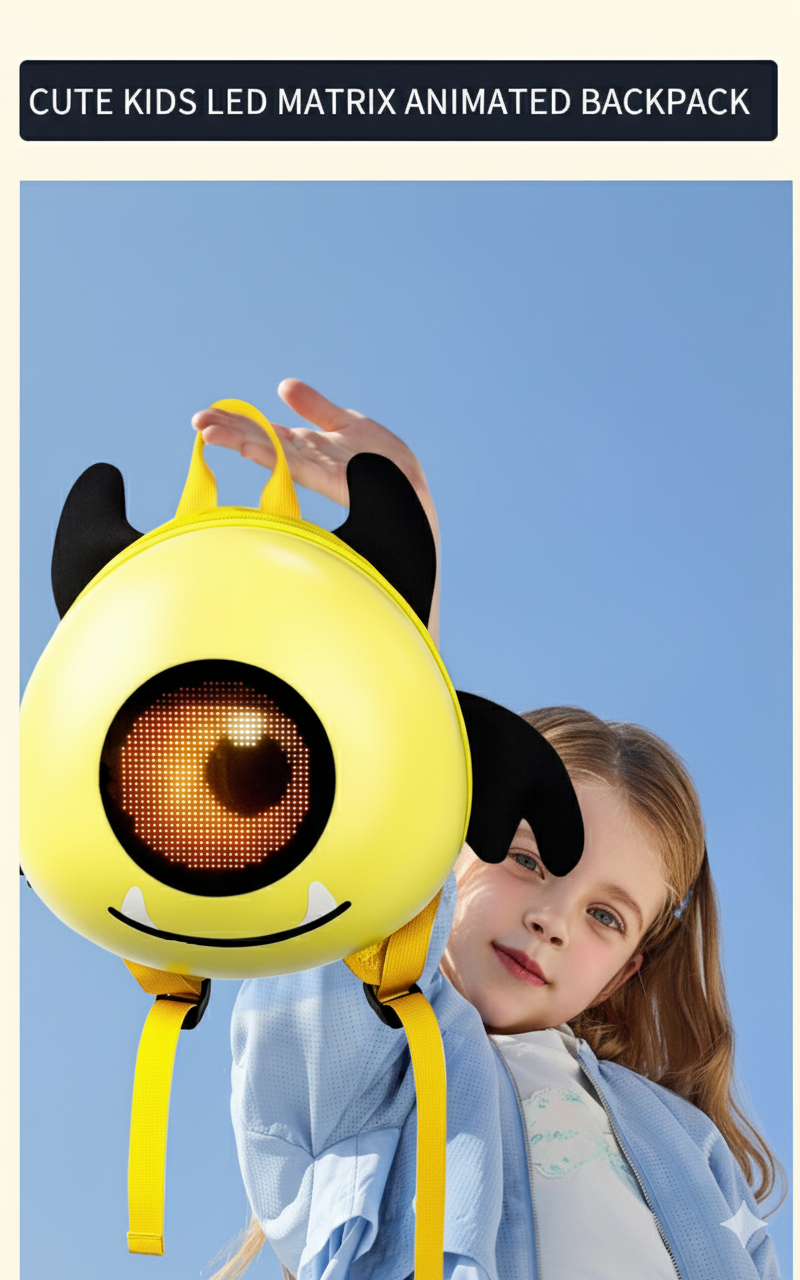Girls Cute Bug Shaped LED Smart Display Backpack - Programmable Pixel Art Bag