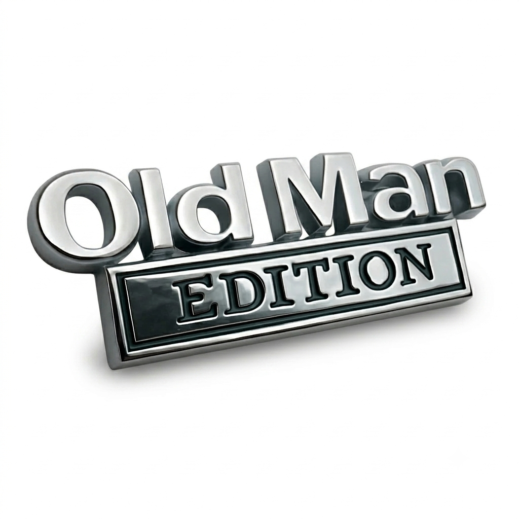 Old Man Edition Chrome Emblem - Novelty Car/Golf Cart Badge