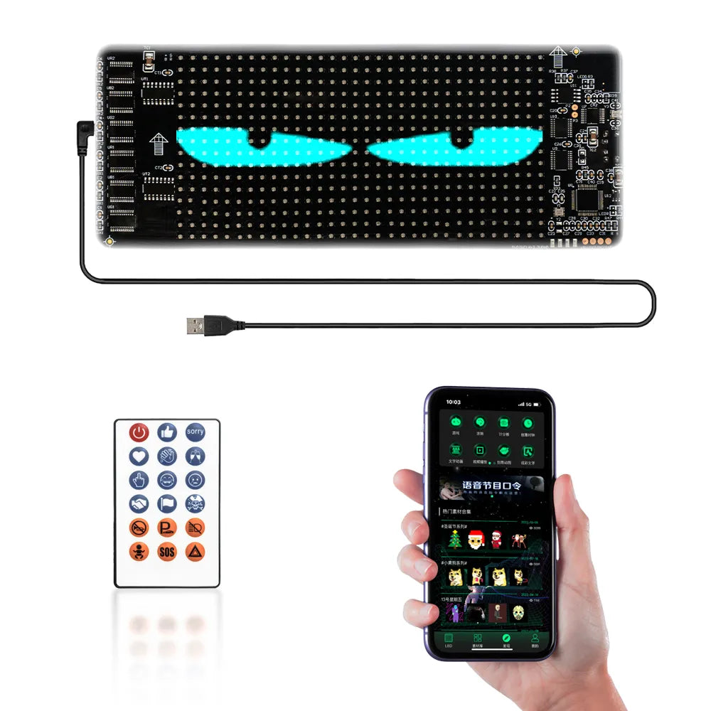 Programmable LED Matrix Panel: 32x16 Pixel Bluetooth Animated Display (7 inches)