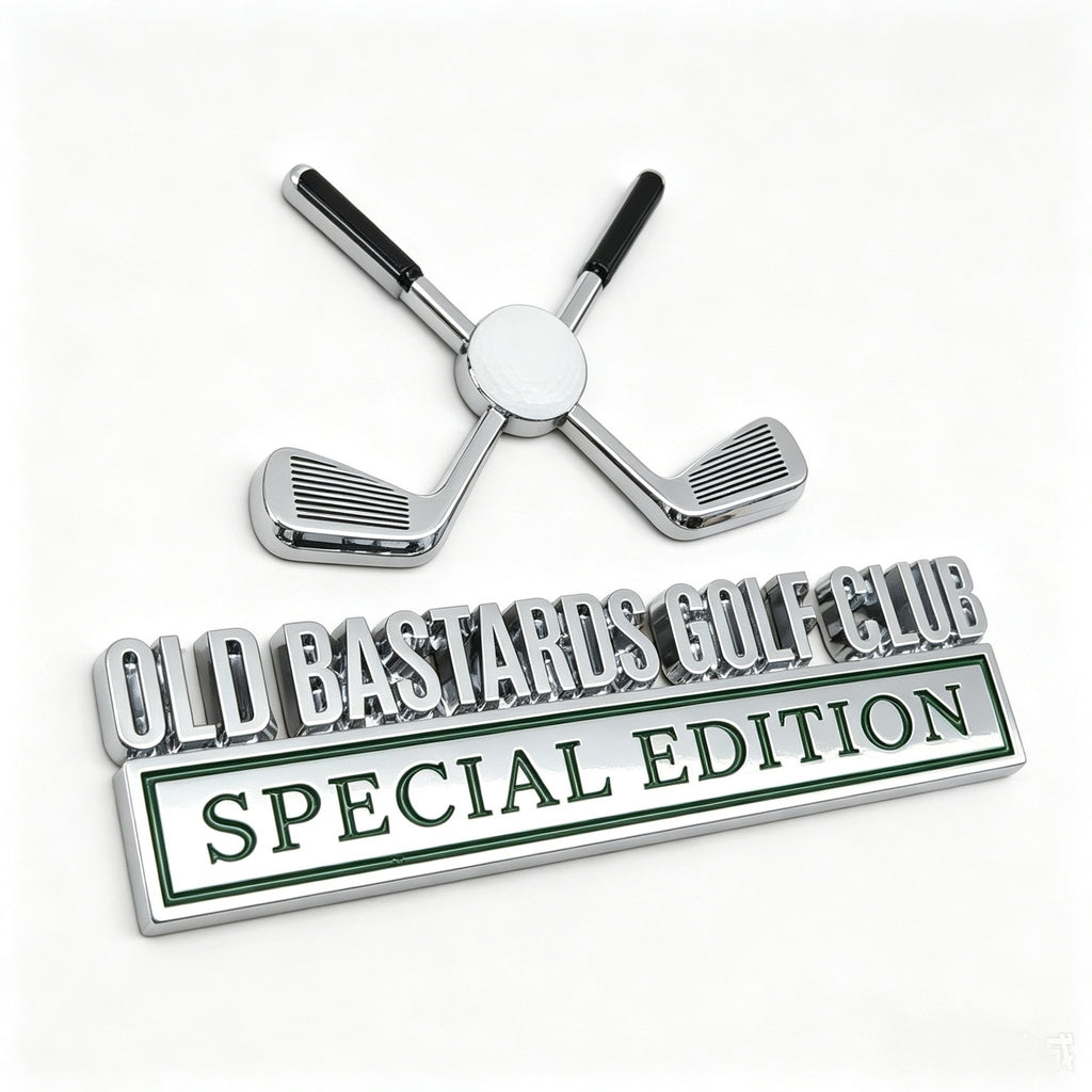 Old Bastards Golf Club Special Edition Chrome Emblem - Novelty Car/Golf Cart Badge