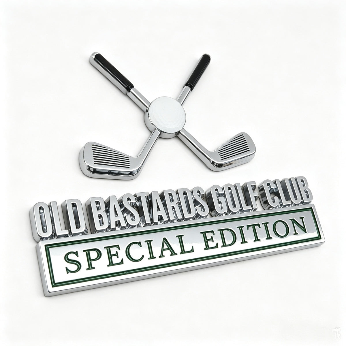 Old Bastards Golf Club Special Edition Chrome Emblem - Novelty Car/Golf Cart Badge