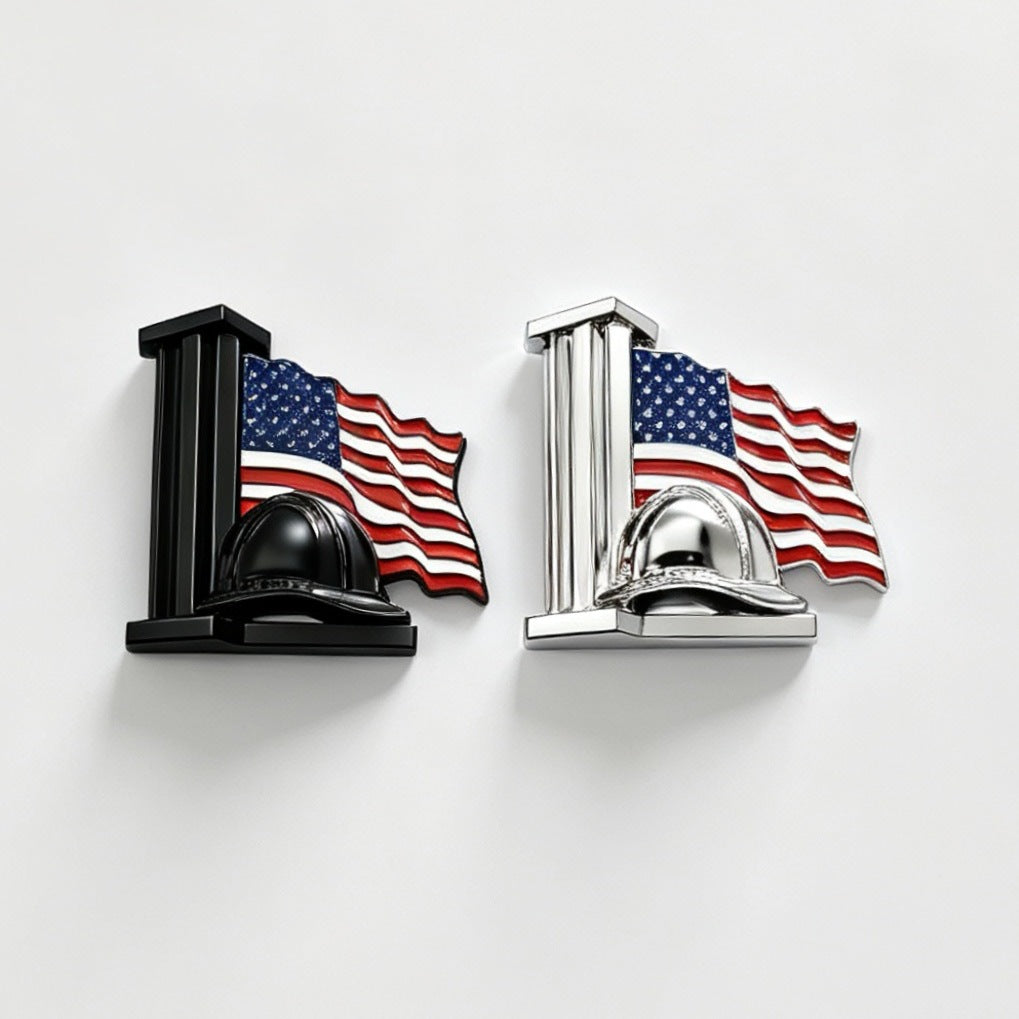 Retired Iron Workers Built America Car Emblem - Novelty Car Truck Boat Golf Cart Badge (Copy) (Copy)