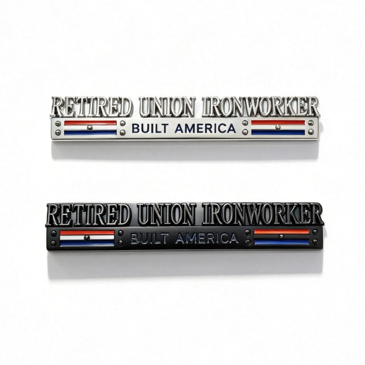 Retired Iron Workers Built America Car Emblem - Novelty Car Truck Boat Golf Cart Badge (Copy) (Copy)