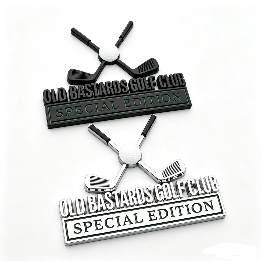 Old Bastards Golf Club Special Edition Chrome Emblem - Novelty Car/Golf Cart Badge