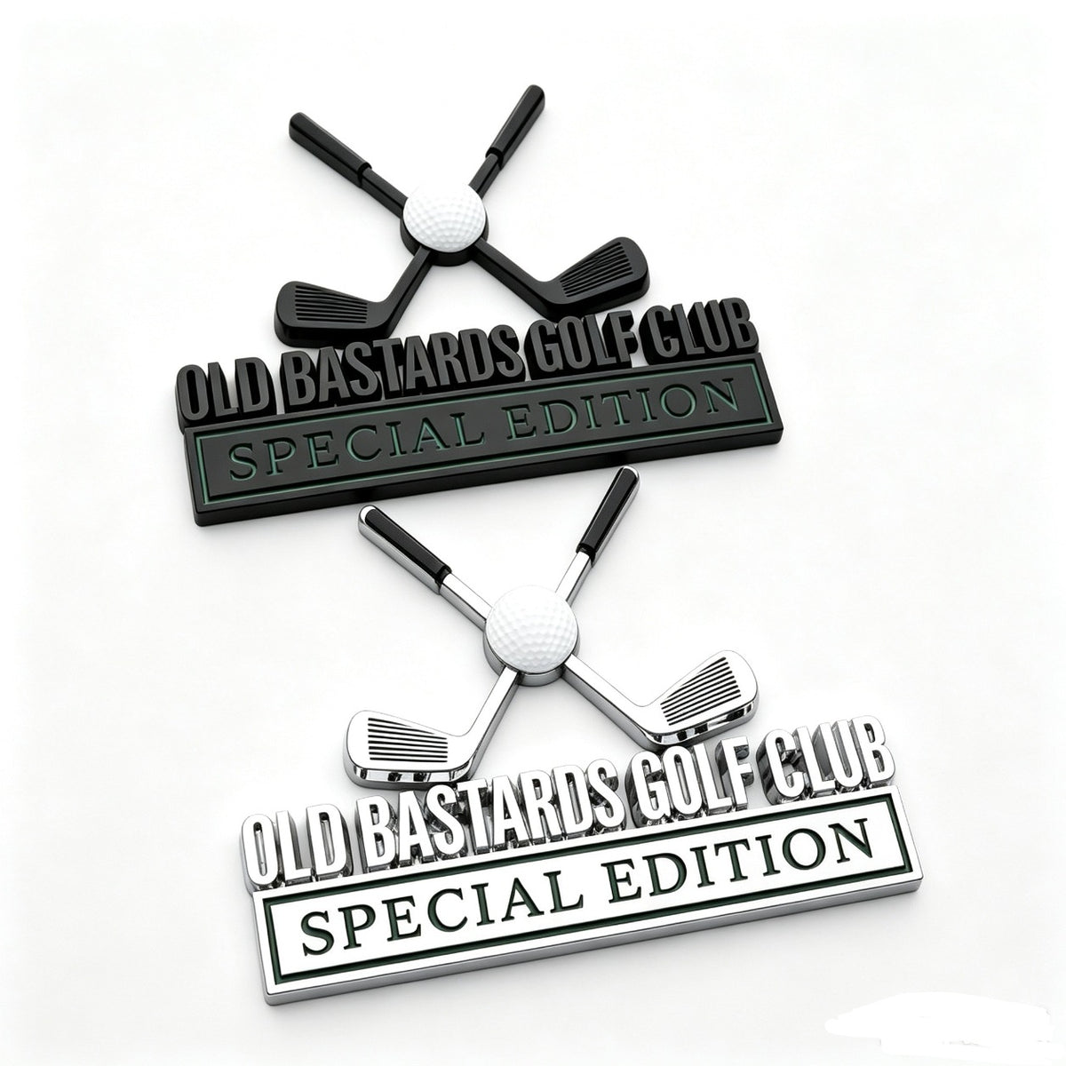 Old Bastards Golf Club Special Edition Chrome Emblem - Novelty Car/Golf Cart Badge