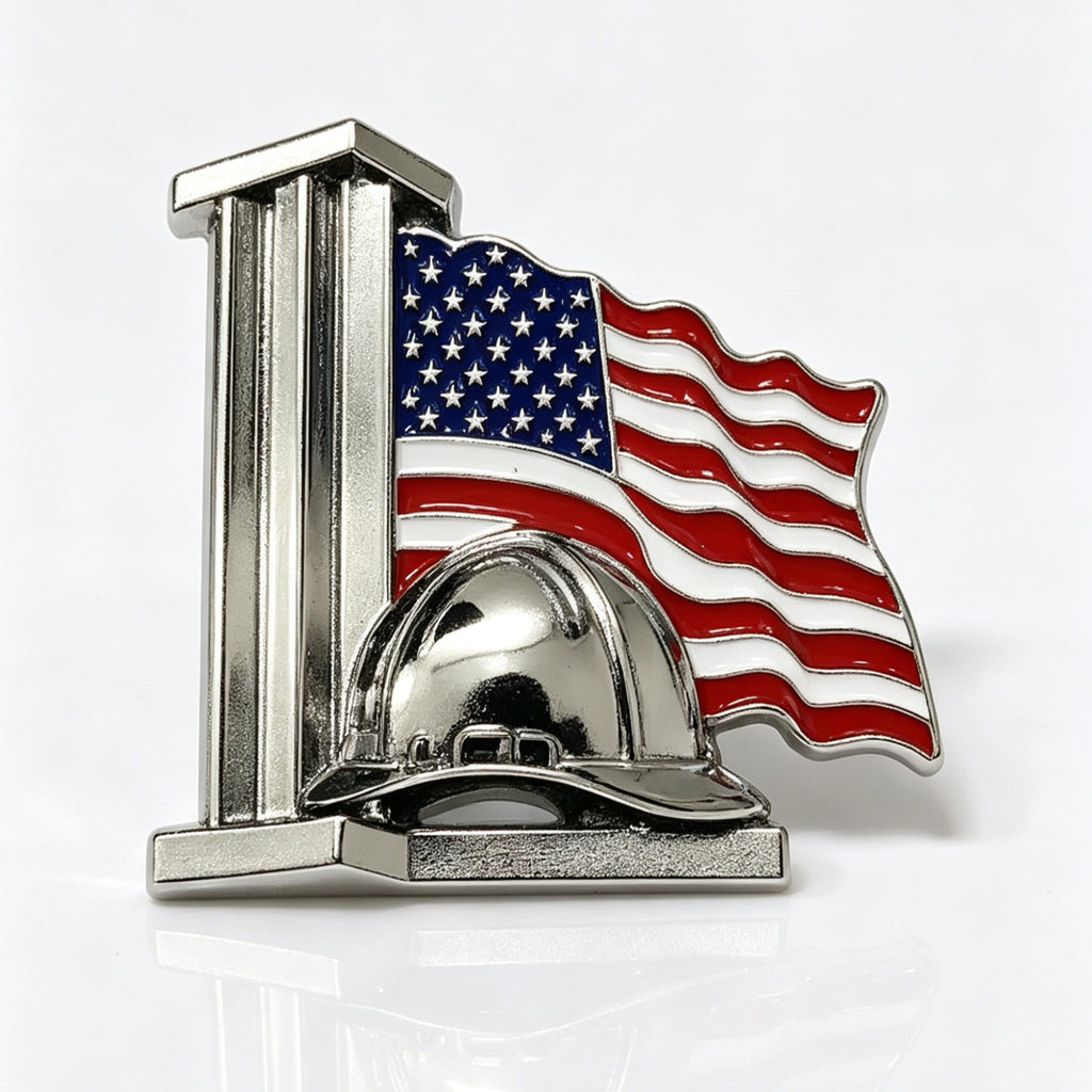 Retired Iron Workers Built America Car Emblem - Novelty Car Truck Boat Golf Cart Badge (Copy) (Copy)