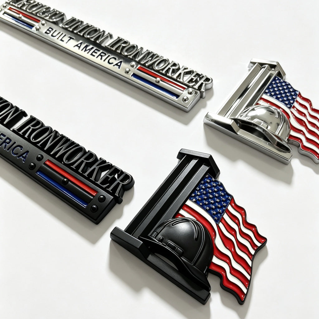 Retired Iron Workers Built America Car Emblem - Novelty Car Truck Boat Golf Cart Badge (Copy) (Copy)