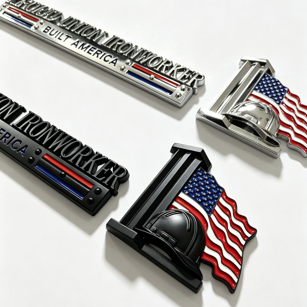 Retired Iron Workers Built America Car Emblem - Novelty Car Truck Boat Golf Cart Badge (Copy) (Copy)