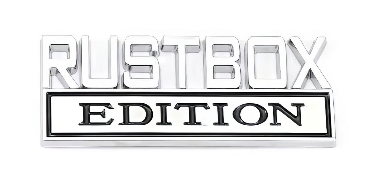 Rust Box Edition Custom Chrome Emblem - Novelty Car/Golf Cart Badge