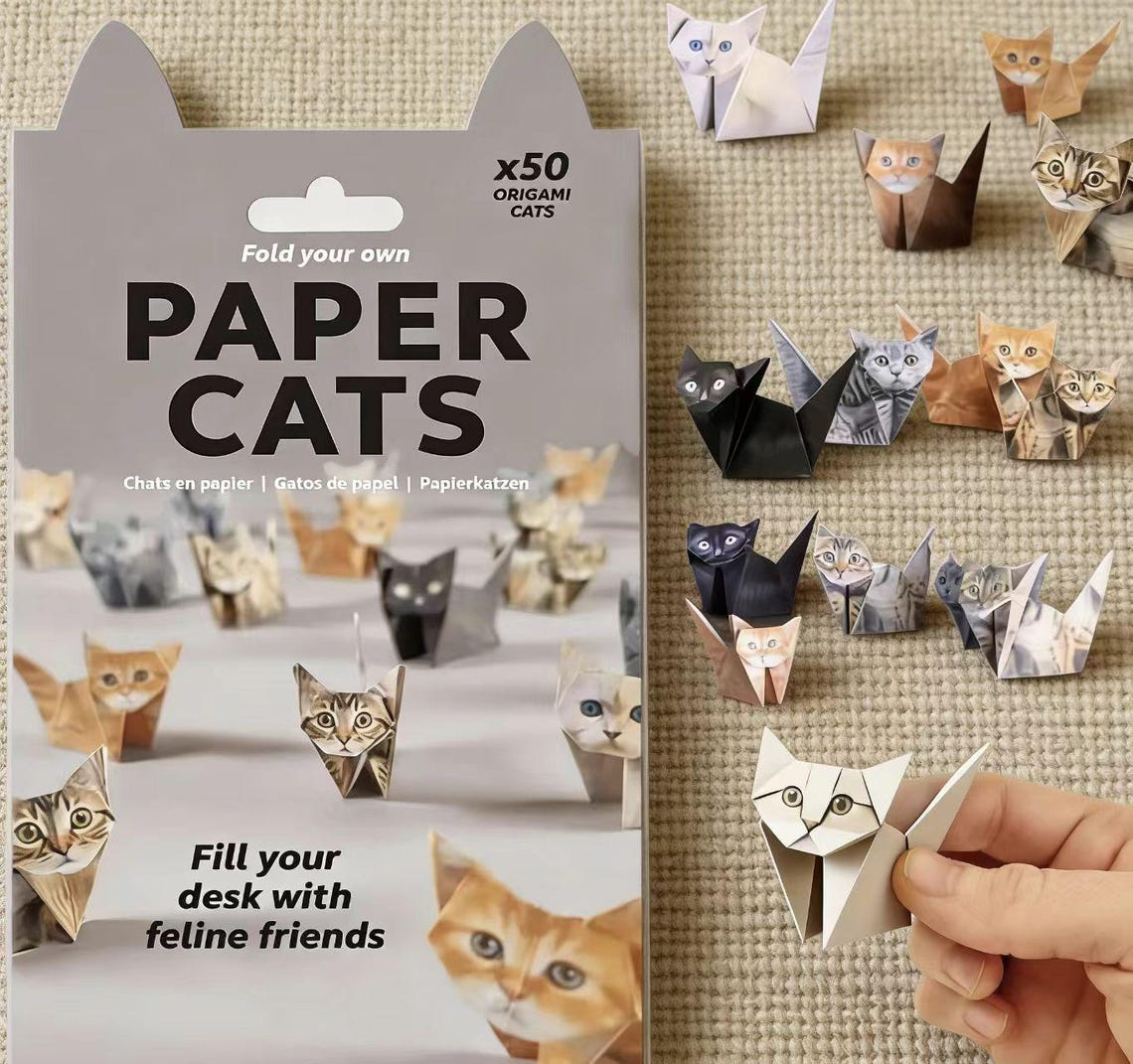 Set of 50 Origami Dogs or Cats- Fold Your Own Preprinted Paper Pet