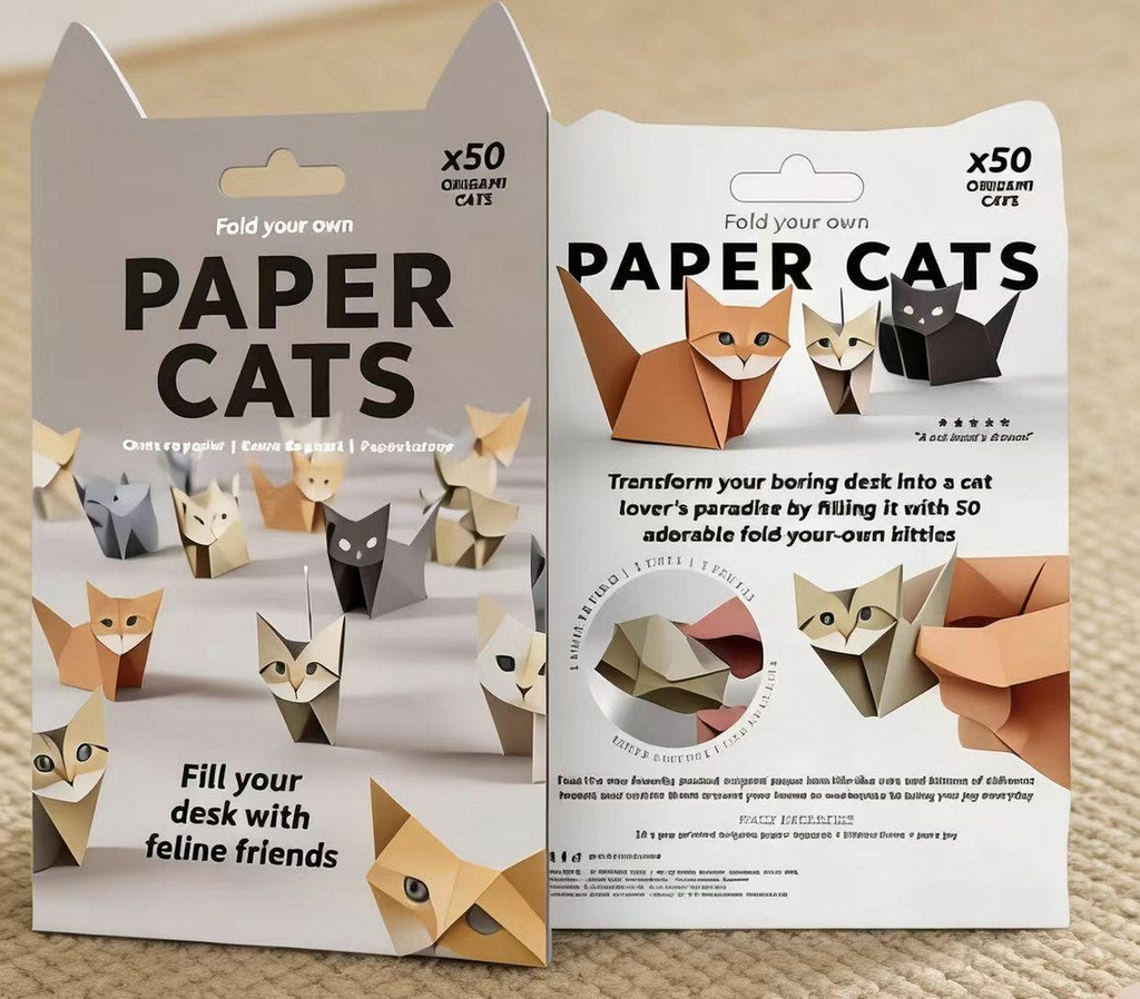 Set of 50 Origami Dogs or Cats- Fold Your Own Preprinted Paper Pet