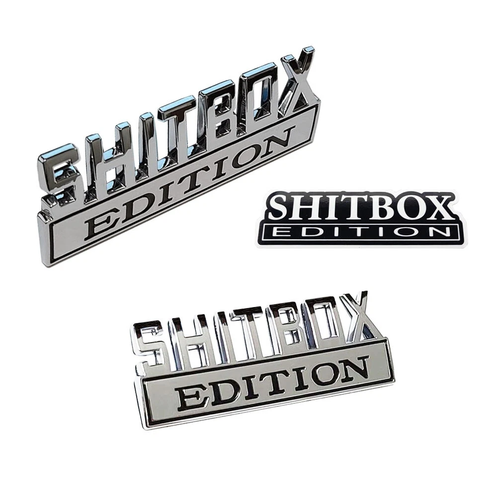 Shit Box Edition Chrome Emblem - Novelty Car/Golf Cart/Boat Emblem