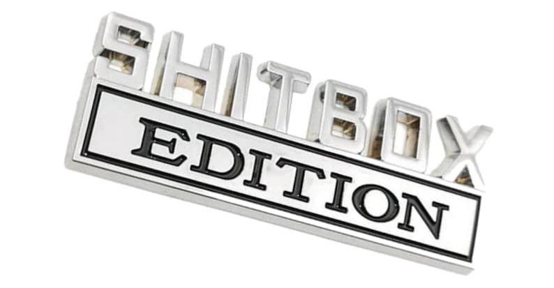 Shit Box Edition Chrome Emblem - Novelty Car/Golf Cart/Boat Emblem