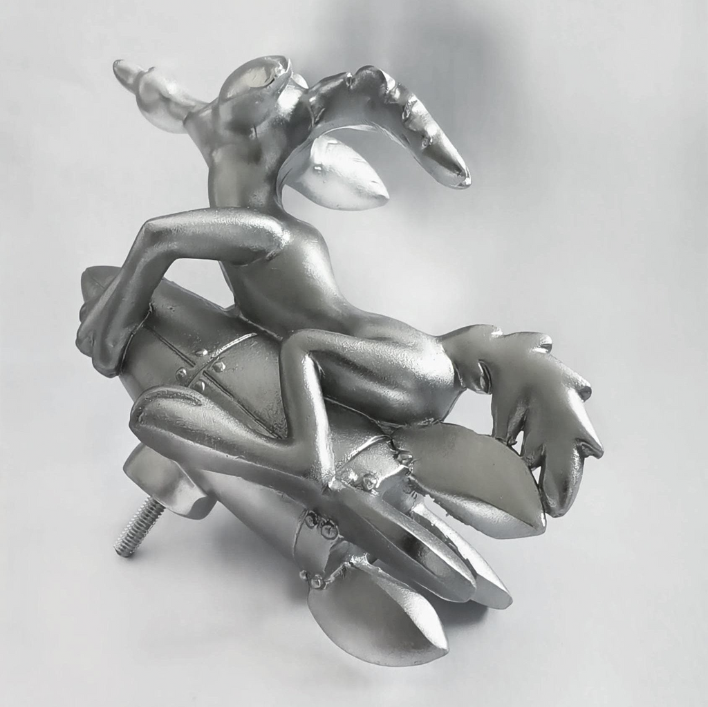 Wile E. Coyote Rocket Hood Ornament – Matte Silver Finish Looney Toons -ACME Inspired Car Mascot – Custom Hot Rod, Rat Rod, Golf Cart, Boat, Truck Exterior Accessory