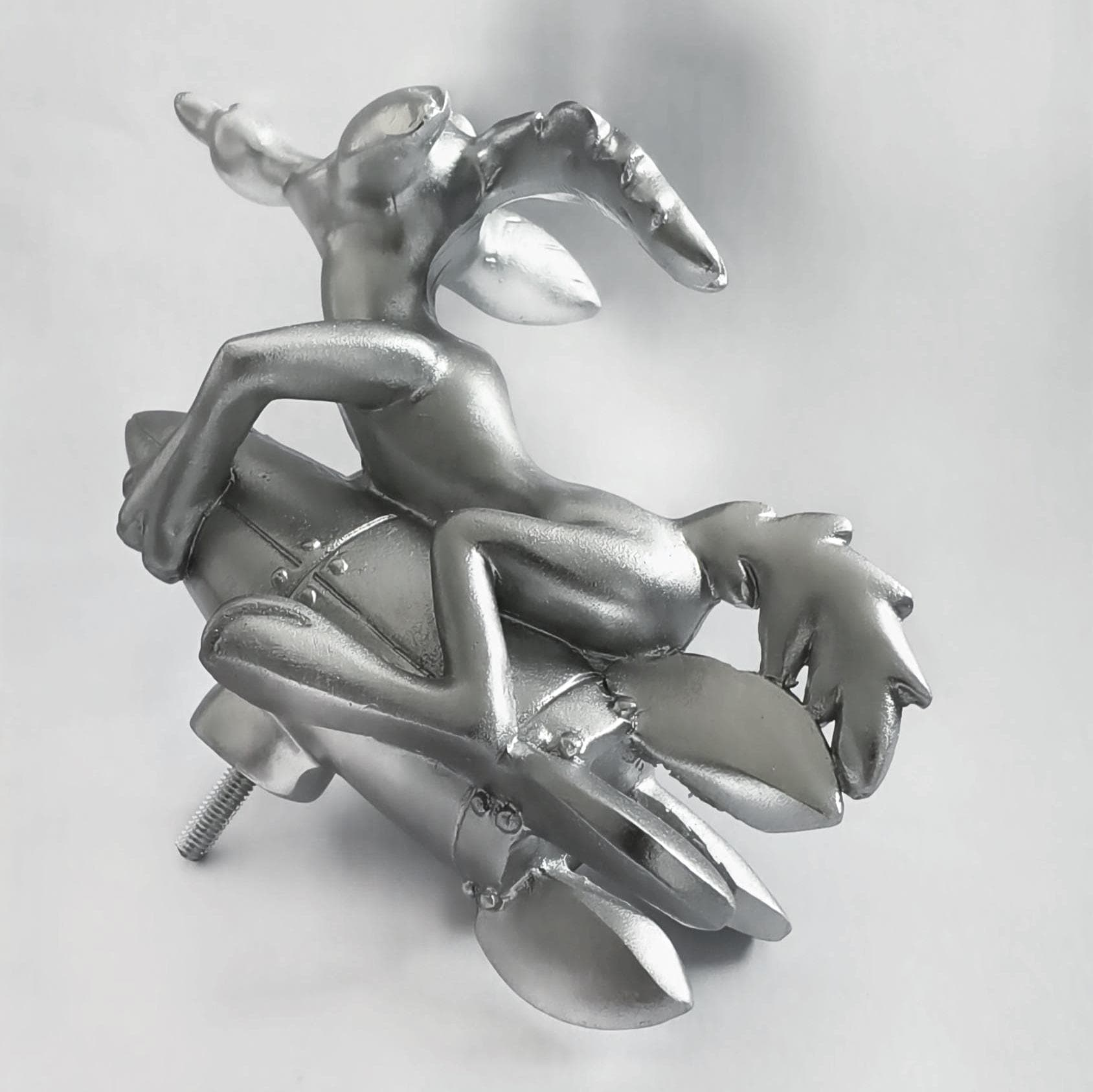 Wile E. Coyote Rocket Hood Ornament – Matte Silver Finish Looney Toons -ACME Inspired Car Mascot – Custom Hot Rod, Rat Rod, Golf Cart, Boat, Truck Exterior Accessory