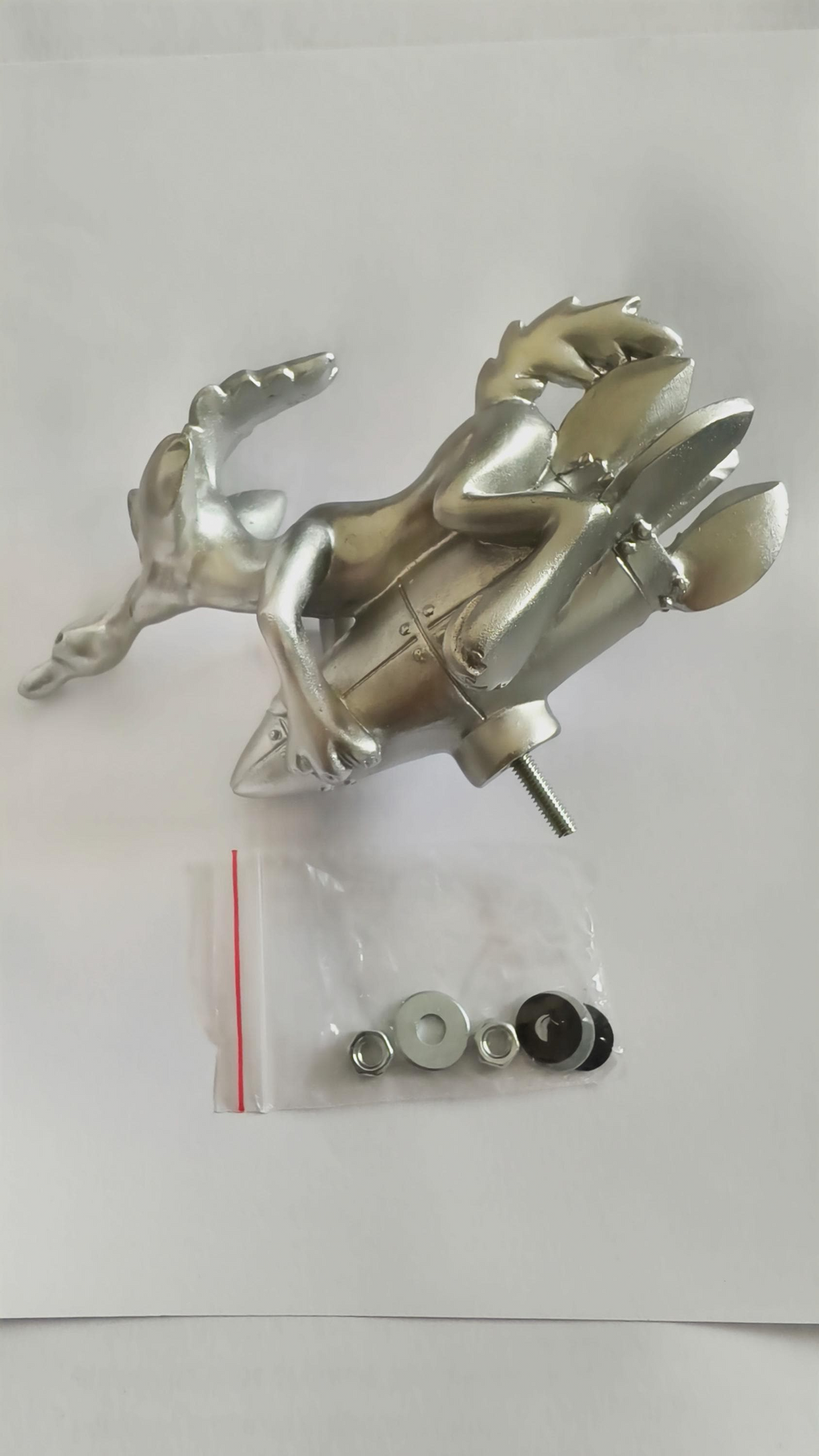 Wile E. Coyote Rocket Hood Ornament – Matte Silver Finish Looney Toons -ACME Inspired Car Mascot – Custom Hot Rod, Rat Rod, Golf Cart, Boat, Truck Exterior Accessory