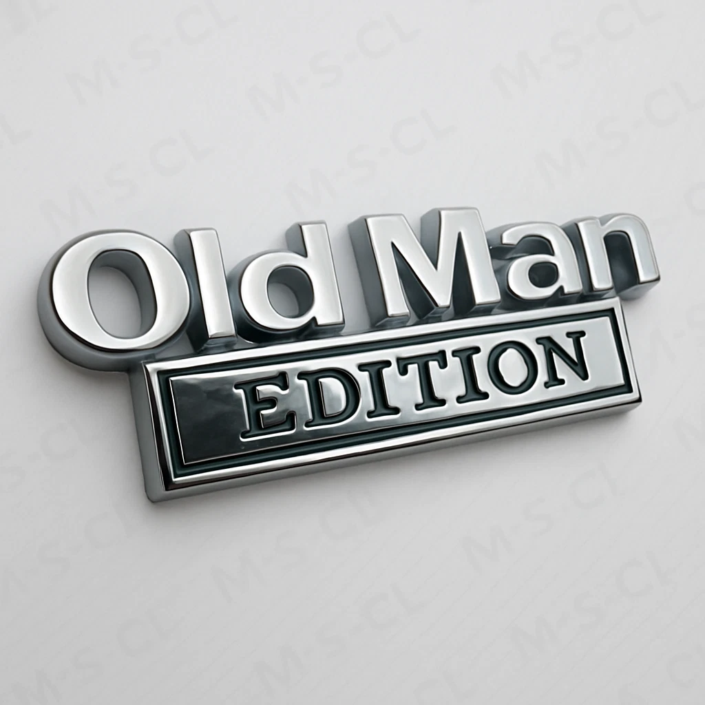 Old Man Edition Chrome Emblem - Novelty Car/Golf Cart Badge