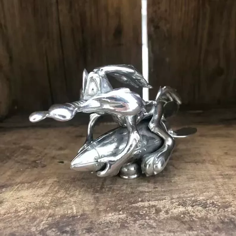 Wile E. Coyote Rocket Hood Ornament – Matte Silver Finish Looney Toons -ACME Inspired Car Mascot – Custom Hot Rod, Rat Rod, Golf Cart, Boat, Truck Exterior Accessory