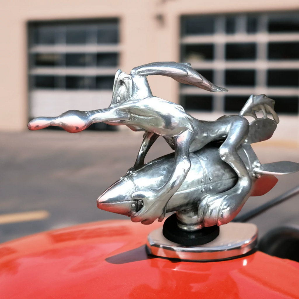 Wile E. Coyote Rocket Hood Ornament – Matte Silver Finish Looney Toons -ACME Inspired Car Mascot – Custom Hot Rod, Rat Rod, Golf Cart, Boat, Truck Exterior Accessory
