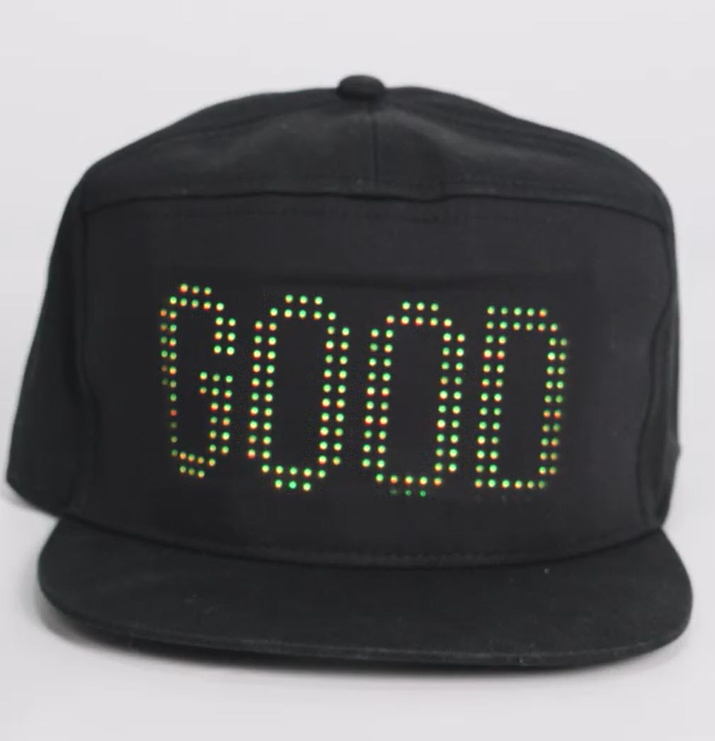 Animated LED Matrix Display Cap  with Dynamic Lighting Effects Customizable Messages for Personalized Style High-Resolution Full-Color Screen Smart App Control