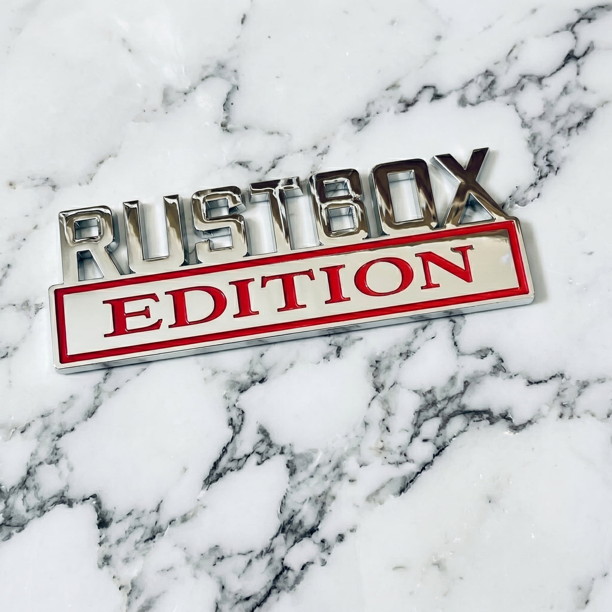 Rust Box Edition Custom Chrome Emblem - Novelty Car/Golf Cart Badge