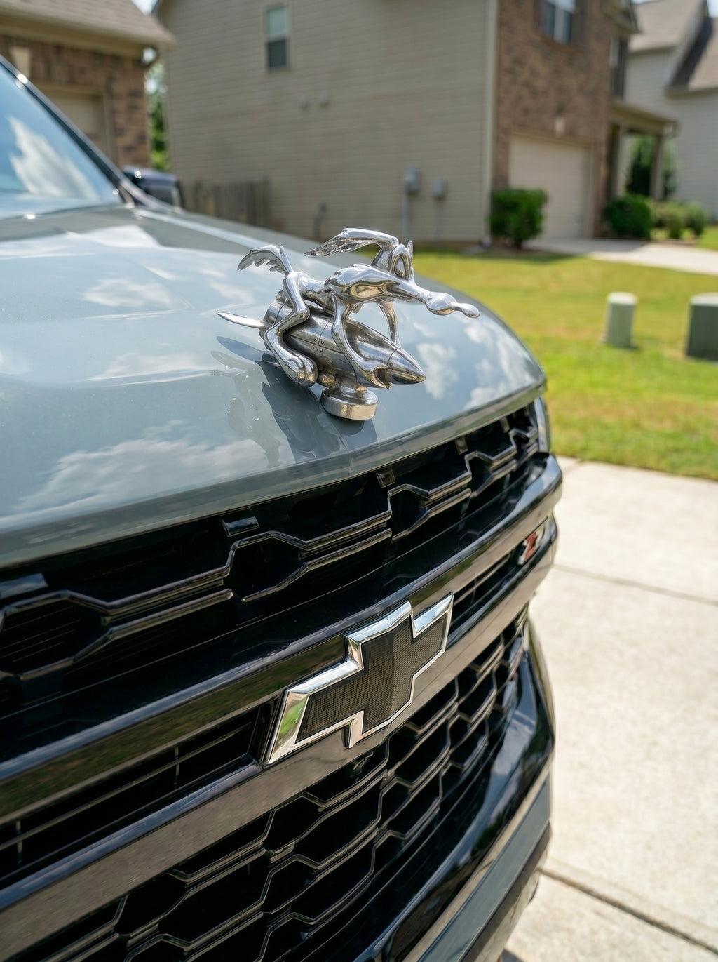 Wile E. Coyote Rocket Hood Ornament – Matte Silver Finish Looney Toons -ACME Inspired Car Mascot – Custom Hot Rod, Rat Rod, Golf Cart, Boat, Truck Exterior Accessory
