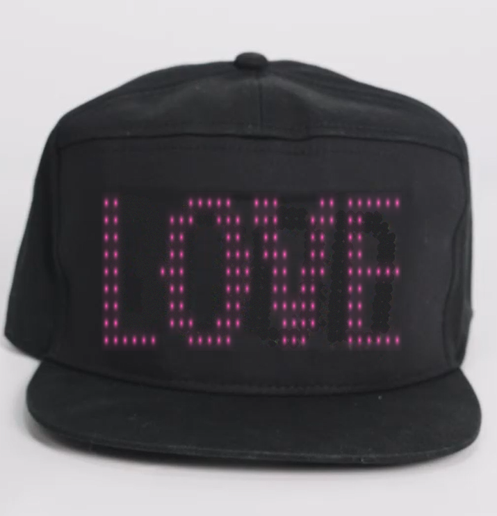 Animated LED Matrix Display Cap  with Dynamic Lighting Effects Customizable Messages for Personalized Style High-Resolution Full-Color Screen Smart App Control
