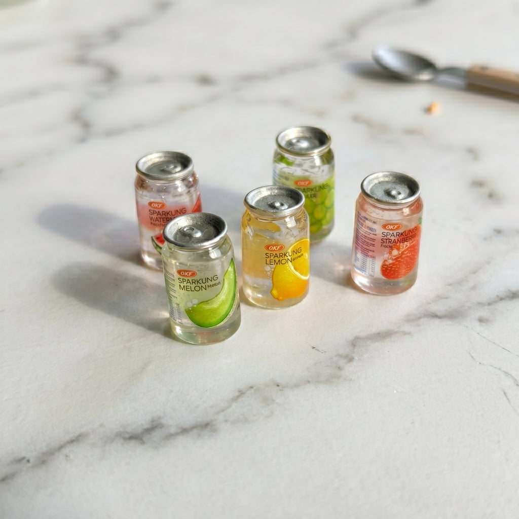 Ultra Realistic Miniature Canned Sparkling Water: 5-Piece Refreshment Set