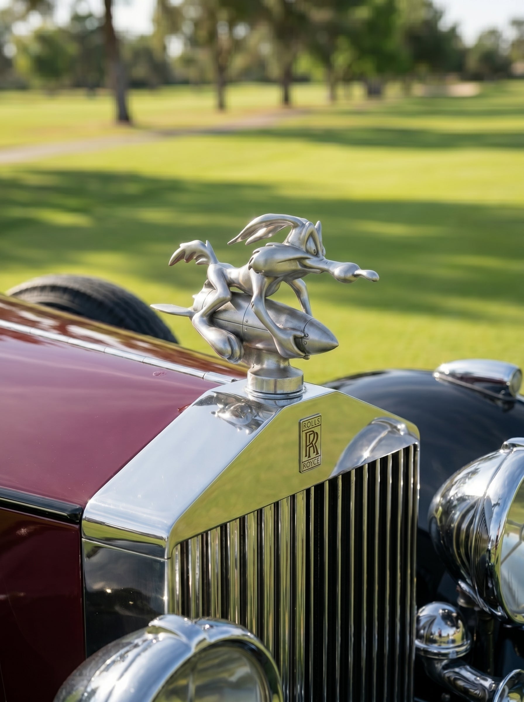 Wile E. Coyote Rocket Hood Ornament – Matte Silver Finish Looney Toons -ACME Inspired Car Mascot – Custom Hot Rod, Rat Rod, Golf Cart, Boat, Truck Exterior Accessory