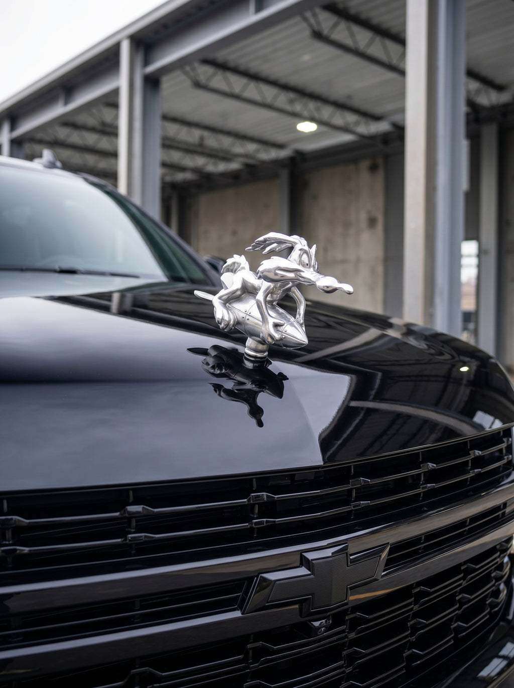 Wile E. Coyote Rocket Hood Ornament – Matte Silver Finish Looney Toons -ACME Inspired Car Mascot – Custom Hot Rod, Rat Rod, Golf Cart, Boat, Truck Exterior Accessory