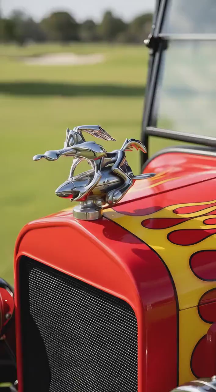 Wile E. Coyote &amp; Rocket Hood Ornament – Matte Silver Finish ACME Inspired Car Mascot – Custom Hot Rod, Rat Rod, Golf Cart, Boat, Truck Exterior Accessory