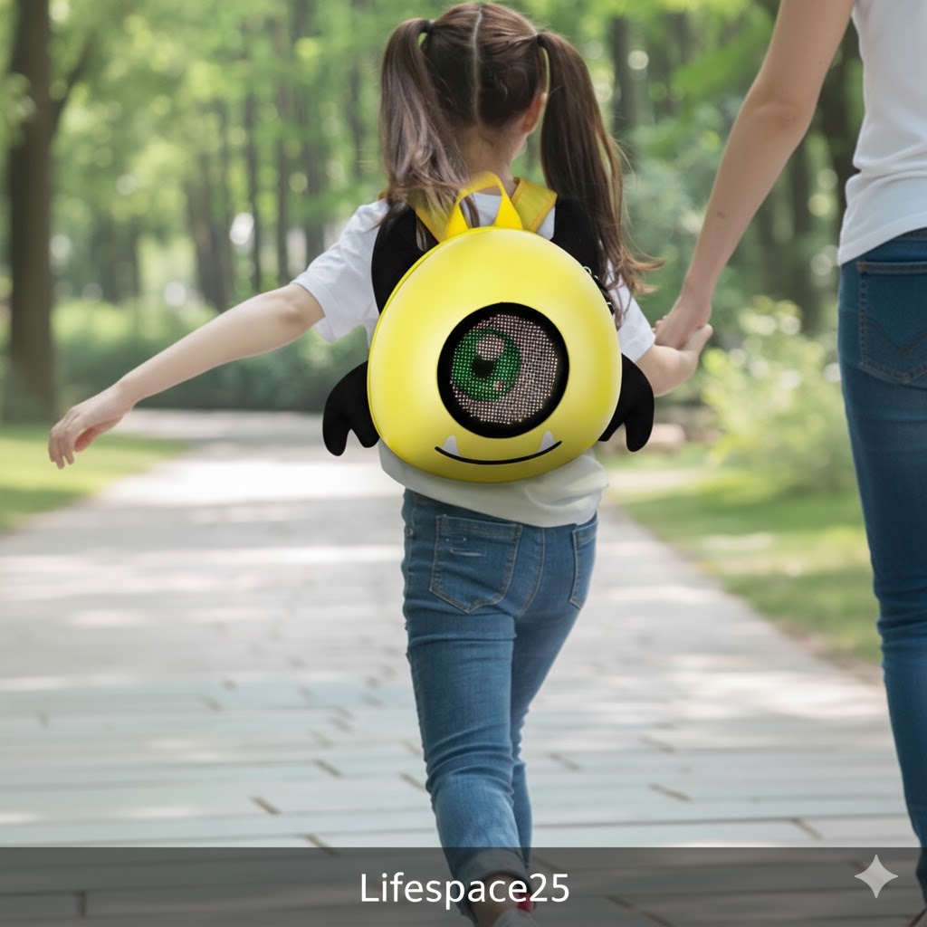 Girls Cute Bug Shaped LED Smart Display Backpack - Programmable Pixel Art Bag