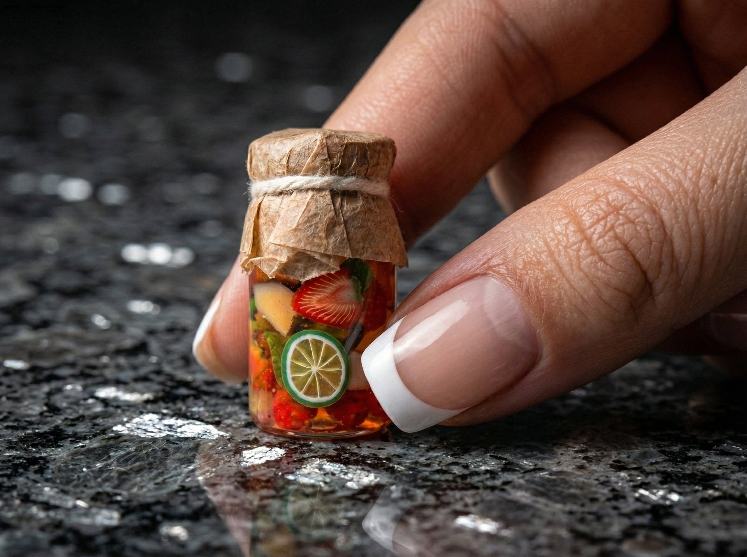 Dollhouse Miniature Canned Fruit Jars Miniature Pickling Bottles Set of 3