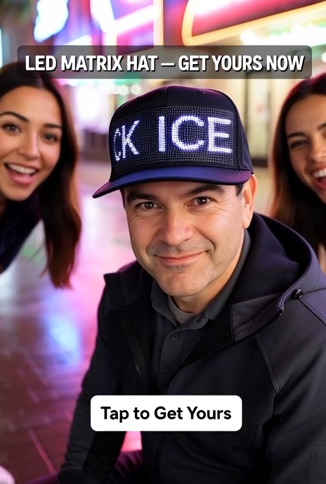 Animated LED Matrix Display Cap  with Dynamic Lighting Effects Customizable Messages for Personalized Style High-Resolution Full-Color Screen Smart App Control